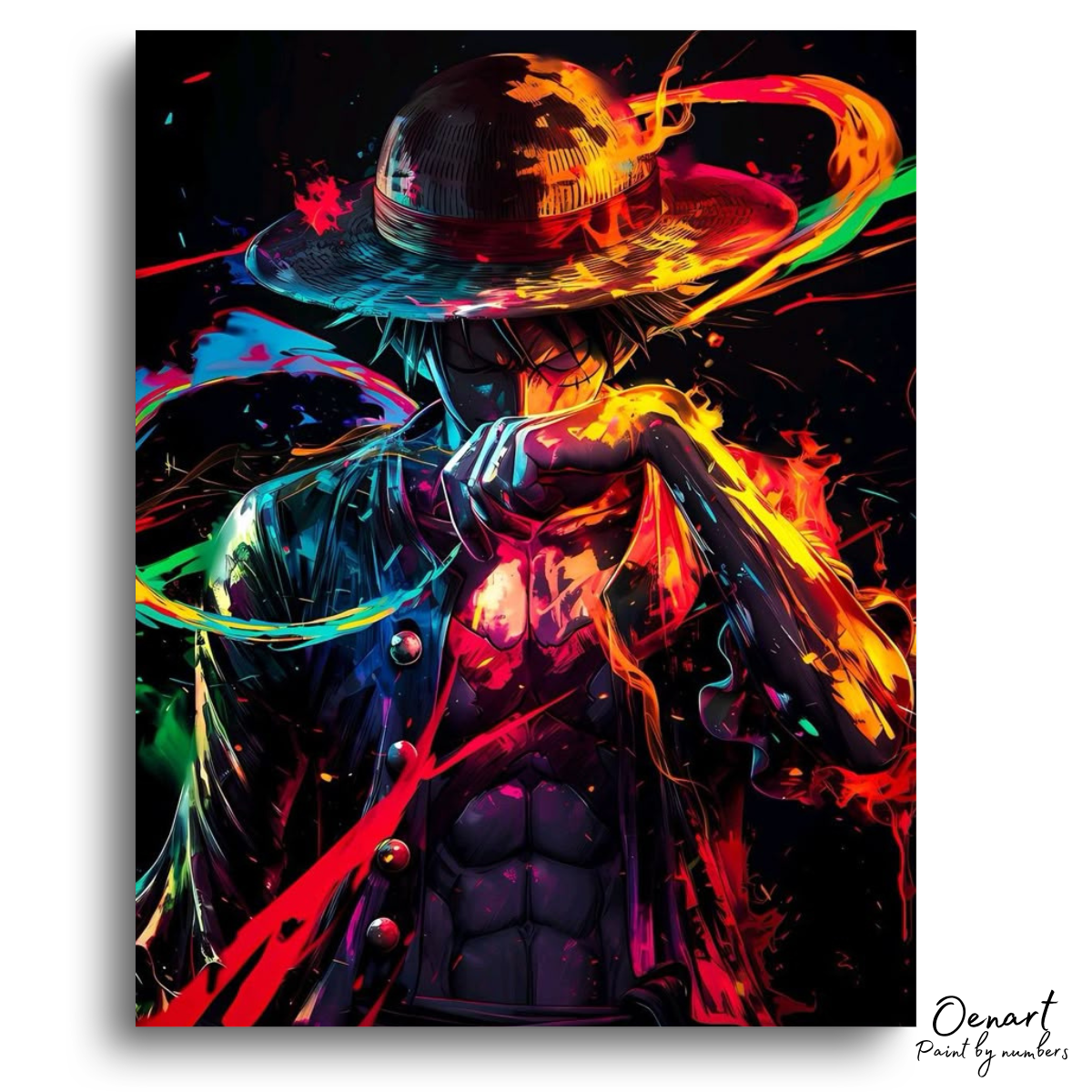 One Piece: Luffy Splashed Colors - Anime Paint By Numbers Kit-Oenart™