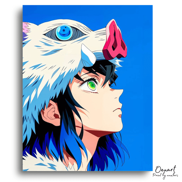 Demon Slayer: Blue Inosuke Hashibira  - Anime Paint By Numbers Kit