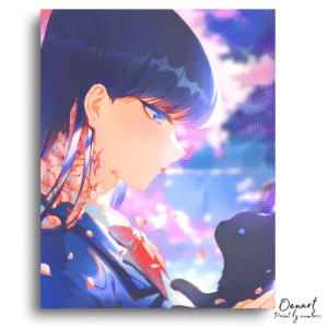 Komi Can't Communicate: Komi with a Cat - Anime Paint By Numbers Kit