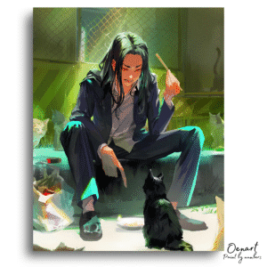 Tokyo Revengers: Baji with a Cat - Anime Diamond Painting