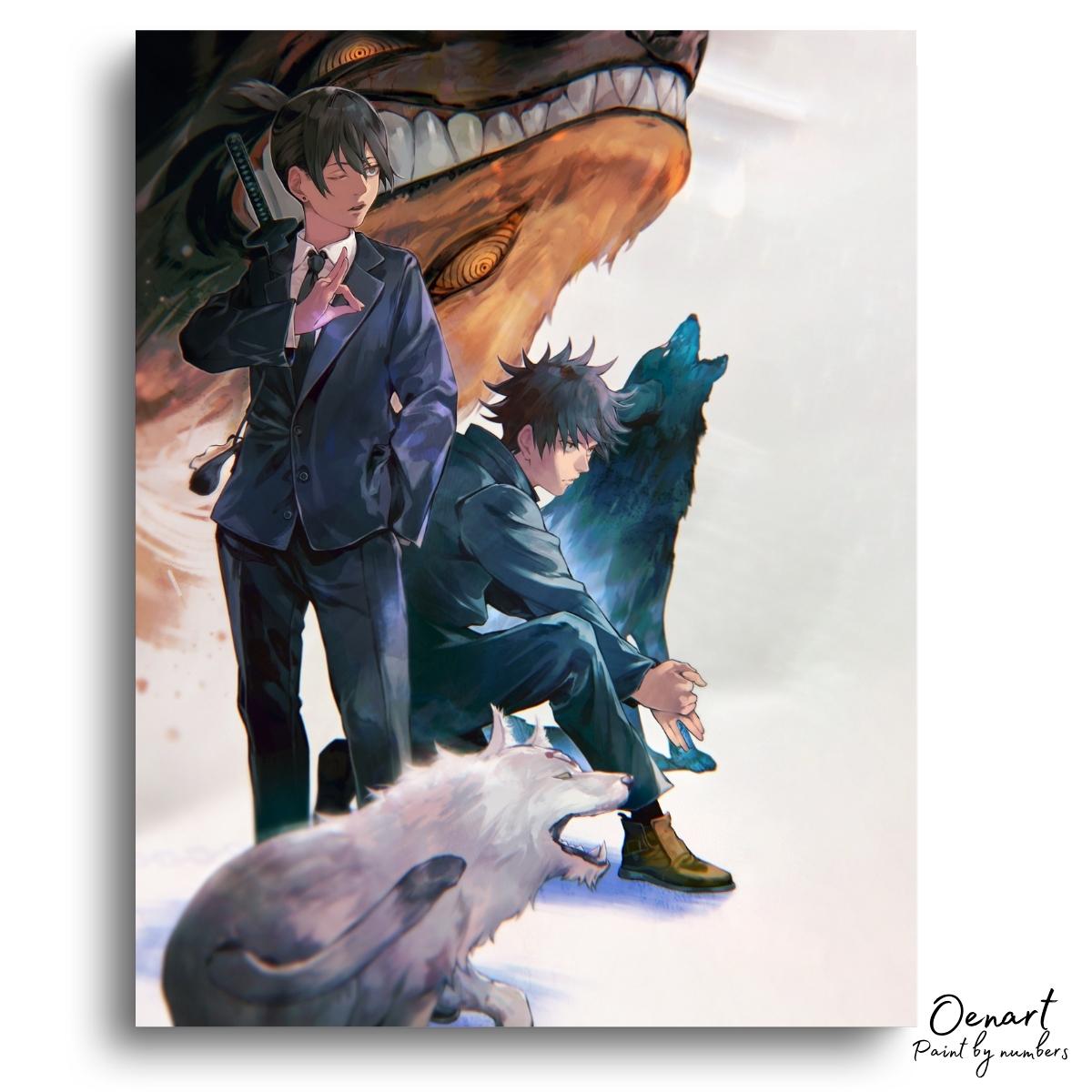 Chainsaw Man x Jujutsu Kaisen: Aki & Megumi - Anime Diamond Painting - Oenart™