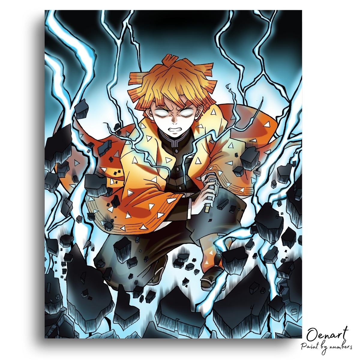 Demon Slayer: Blue Thunder - Anime Diamond Painting - Oenart™