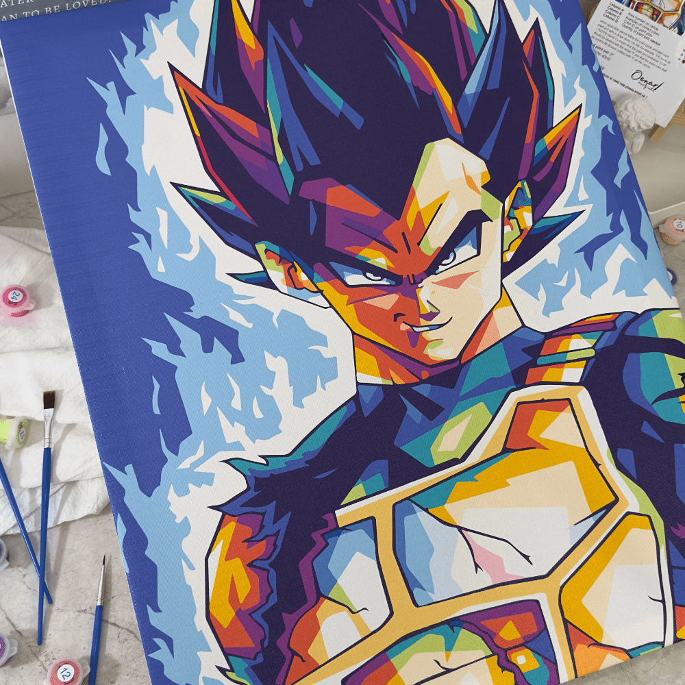 Finished anime paint-by-numbers artwork on canvas