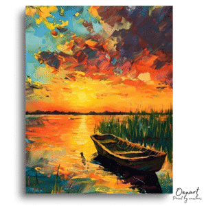 Golden Stillness: Sunset Lake - Paint By Numbers Kit