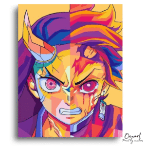 Demon Slayer: Tanjiro & Nezuko Split Rage – Anime Paint By Numbers Kit