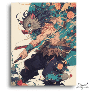 Demon Slayer: Inosuke Floral Frenzy – Anime Paint By Numbers Kit