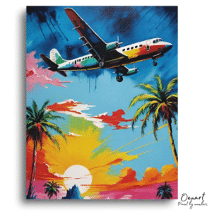 Tropical Takeoff: Sunset Journey - Paint By Numbers Kit